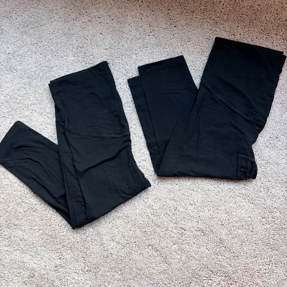 2 pack Black Full Panel Maternity Cropped Leggings - Picture 3 of 3